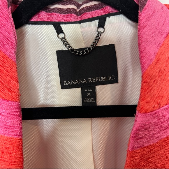 Banana Republic Pink Stripe Collarless Coat Blazer Size Small Petite - Picture 13 of 14